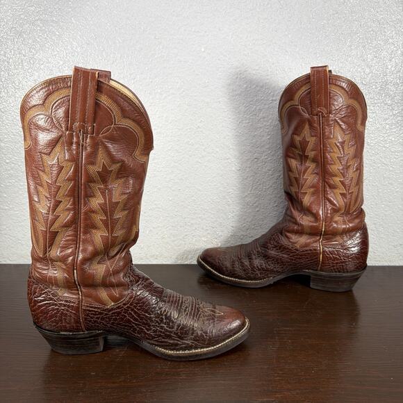 Panhandle Slim Western Boots Mens US 8 D Brown Leather Cowboy Mid Calf Pull On main image 6